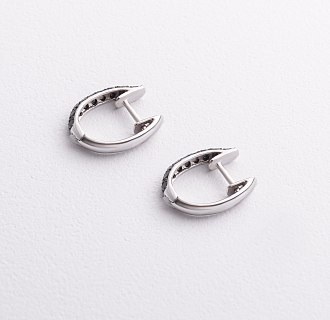 Золотые серьги с черными бриллиантами сб0252sth №2