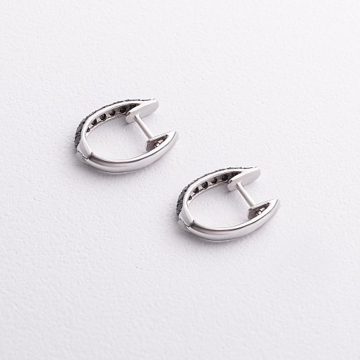 Золоті сережки з чорними діамантами сб0252sth 2