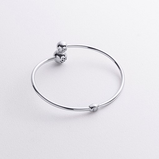 Жесткий браслет "Шарики" в белом золоте б05817 5