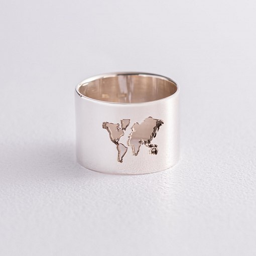 Серебряное кольцо "Карта мира" 112210 9