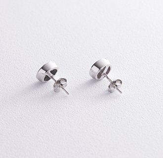 Срібні сережки - пусети з фіанітами 121916 №3
