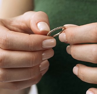 Шариковое кольцо "Одри" в красном золоте к07596 №3