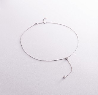Серебряное колье - галстук с фианитами 908-01215 №2