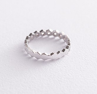 Серебряное кольцо "Грани" с фианитами 112575 №2