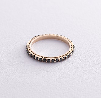 Золотое кольцо с дорожкой черных бриллиантов 229863122 №3