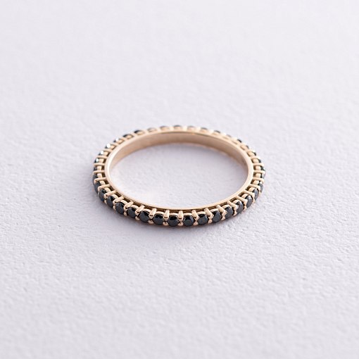 Золотое кольцо с дорожкой черных бриллиантов 229863122 3