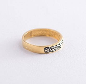 Серебряное кольцо "Цветочки" с позолотой 112303 №4