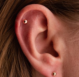 Одиночная серьга для хеликса "Шарик" (красное золото) 1713ч №2