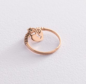 Золотое кольцо "Сердце" (фианиты) к04844 №3