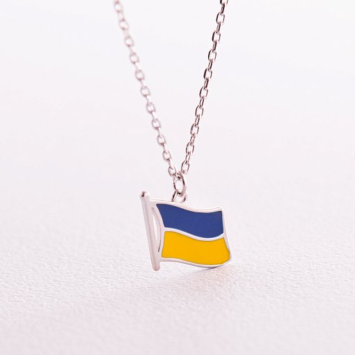 Колье "Флаг Украины" в серебре (синяя и желтая эмаль) 181237