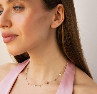 Колье "Монетки" в красном золоте (фианиты) кол02624 №4