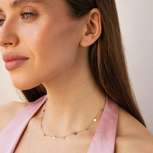 Колье "Монетки" в красном золоте (фианиты) кол02624 4