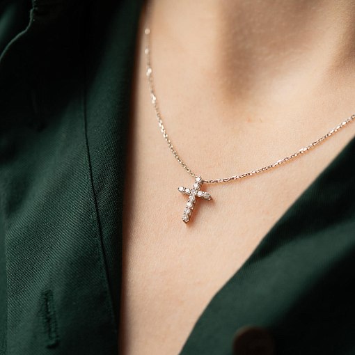 Золотое колье "Крестик" с бриллиантами 738331121 9