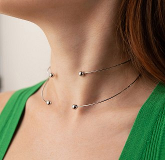 Колье - чокер "Demi" (белое золото) с шариками кол02617 №6