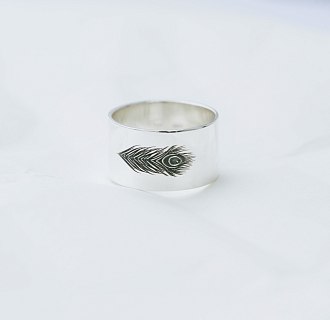 Серебряное кольцо с гравировкой "Перышко" 112143пер №6
