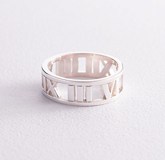 Серебряное кольцо "Течение времени" (римские цифры) 112657 №5