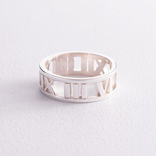 Серебряное кольцо "Течение времени" (римские цифры) 112657 2