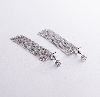 Серебряные серьги - джекеты "Иветта" с цепочками 902-01373 №3