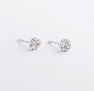 Золотые серьги - пусеты "Цветочки" с бриллиантами сб0669ca