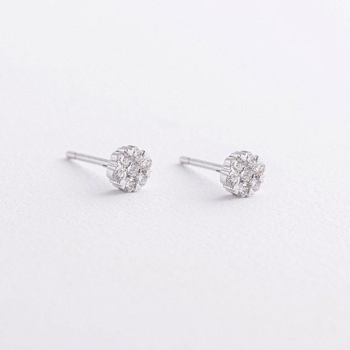 Золотые серьги - пусеты "Цветочки" с бриллиантами сб0669ca