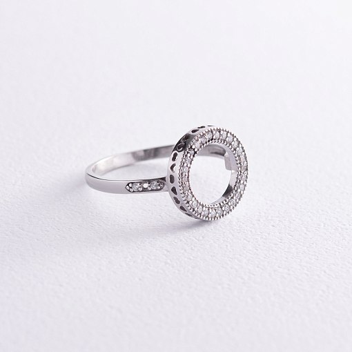 Серебряное кольцо "Круг с сердечками" (фианиты) 3956 3