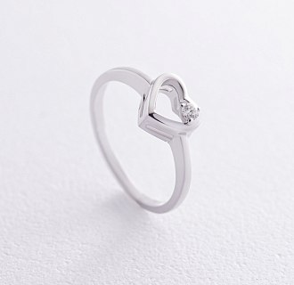 Золотое кольцо "Сердечко" с бриллиантом кб0502z №3