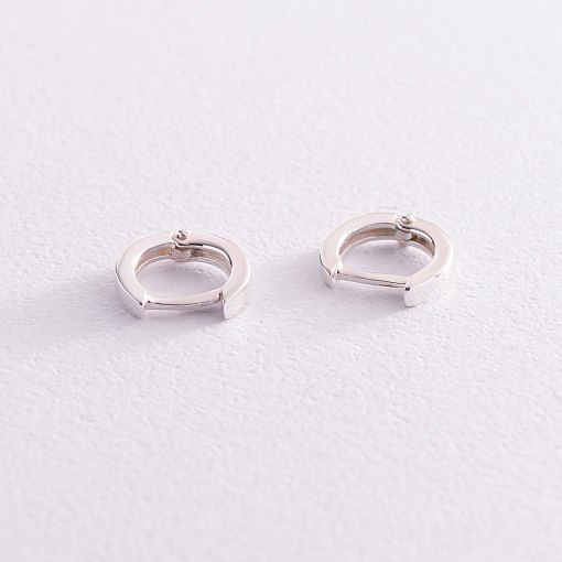 Серебряные серьги - кольца в стиле минимализм 123121 3