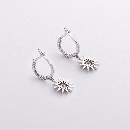 Золотые серьги "Полярная звезда" с фианитами с09530 3