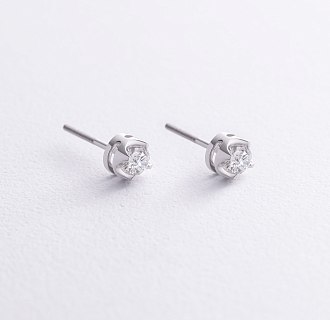 Сережки - пусети з діамантами (біле золото) 342141121