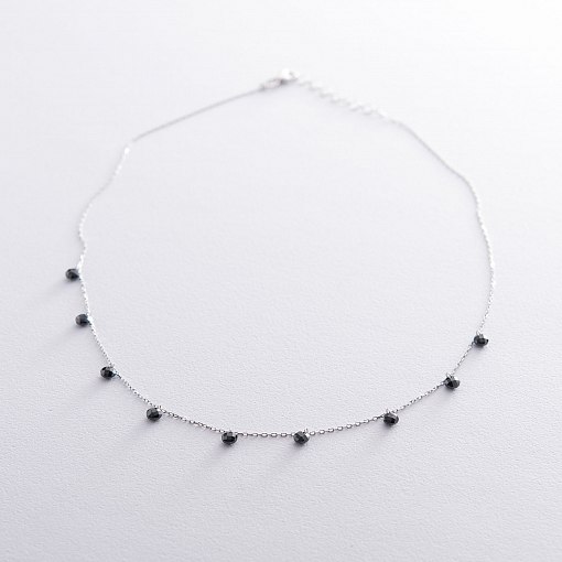 Кольє в сріблі з чорними каменями 18873 2