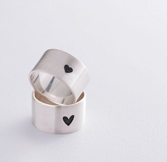 Серебряное кольцо с гравировкой "Сердце" 112143сер №14