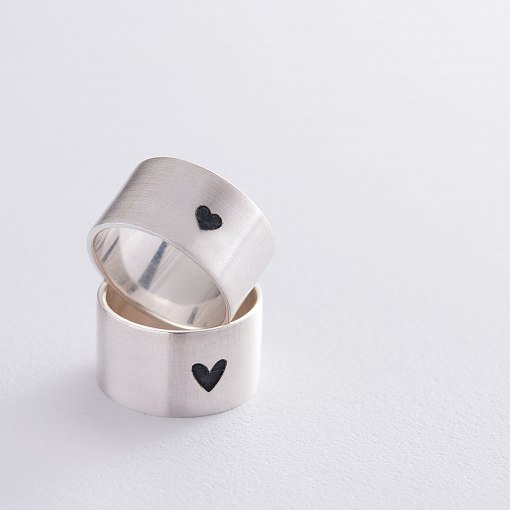 Серебряное кольцо с гравировкой "Сердце" 112143сер 14