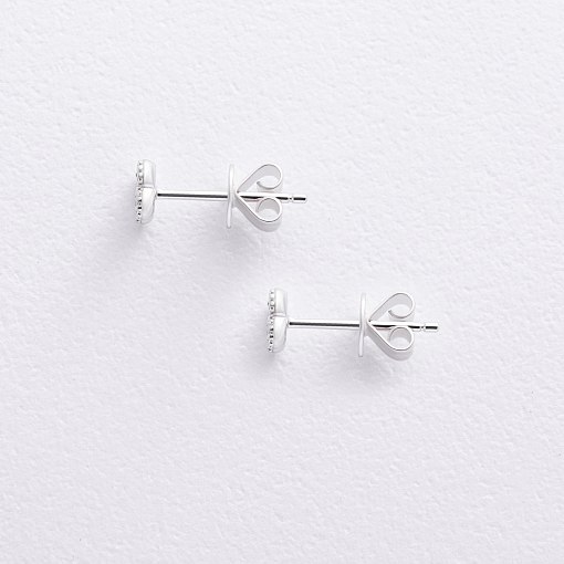 Золотые серьги - пусеты "Клевер" с бриллиантами сб0589lg 5