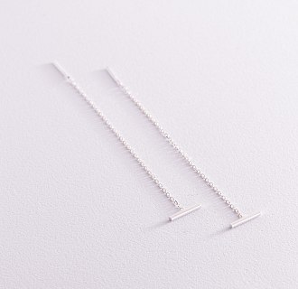 Срібні сережки - протяжки у стилі мінімалізм 123105 №2
