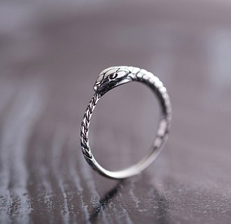 Серебряное кольцо "Змей Уроборос" 112553 №14