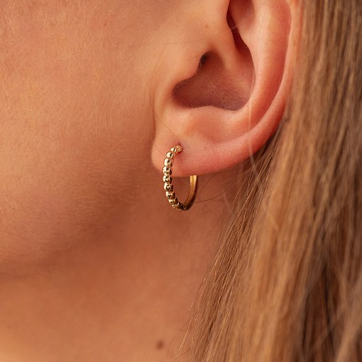 Сережки - кільця в жовтому золоті (кульки) с09045 4