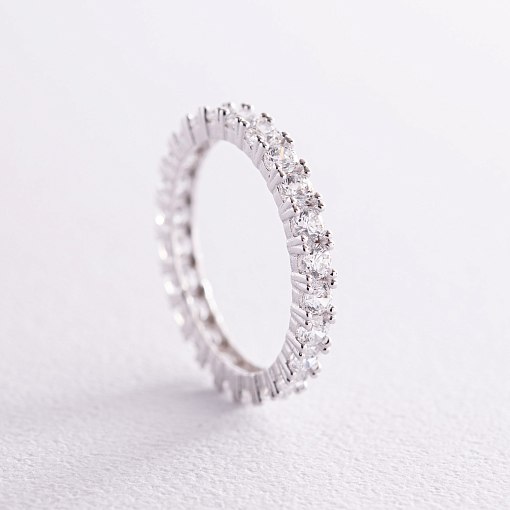 Кольцо "Paris" с дорожкой камней в белом золоте к07202