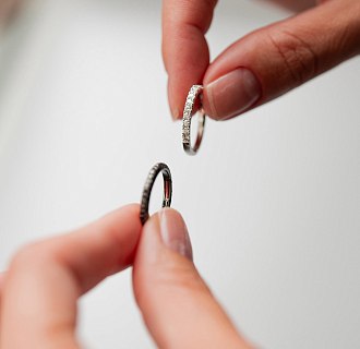 Золотое кольцо с черными бриллиантами кб0242sth №5