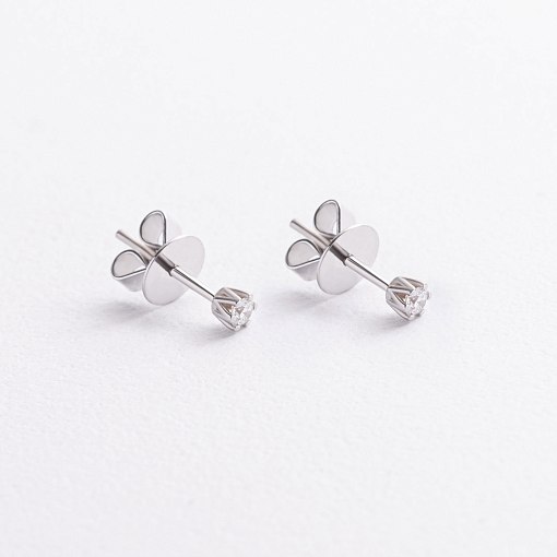 Золотые серьги - пусеты с бриллиантами сб0646di 2