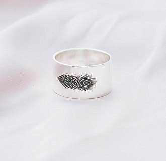 Серебряное кольцо с гравировкой "Перышко" 112143пер
