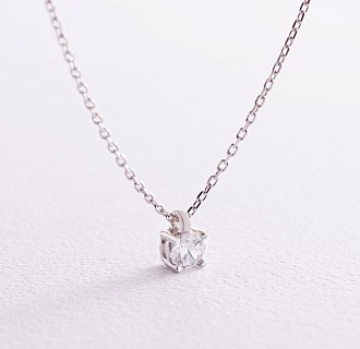 Серебряное колье с фианитом 908-01045