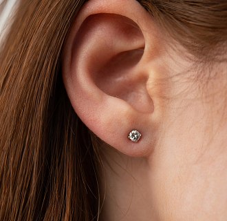 Моносережка з фіанітом (біле золото) с09143 №5