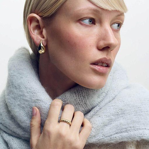 Серьги "Megan" в желтом золоте (Small) с09085 5