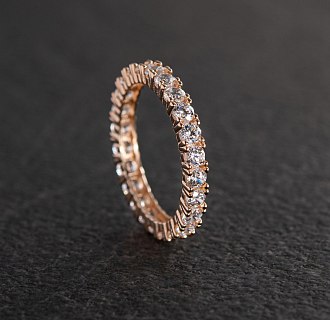 Кольцо "Paris" с дорожкой камней в красном золоте к07200 №11