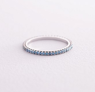Золотое кольцо с голубыми бриллиантами 226811121