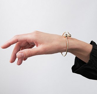 Жесткий браслет "Шарики" в желтом золоте б05816 №2