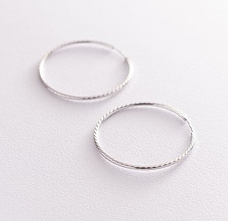 Сережки - кільця в білому золоті (3.9 см) с07150 №2