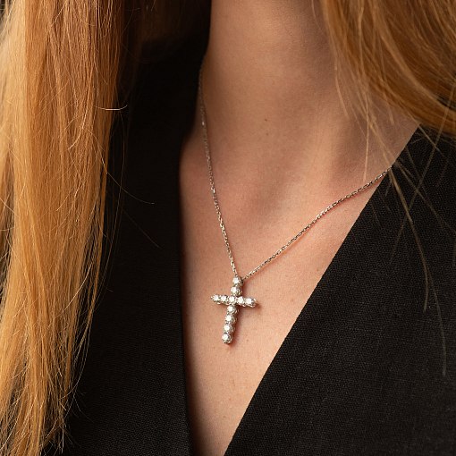 Золотое колье "Крестик" с бриллиантами 739511121 2