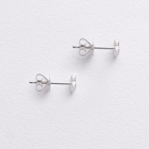 Золотые серьги - пусеты "Клевер" с бриллиантами сб0589lg 3