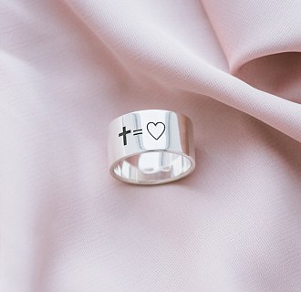 Серебряное кольцо с гравировкой "Моя вера - моя любовь!" 112143вер №3